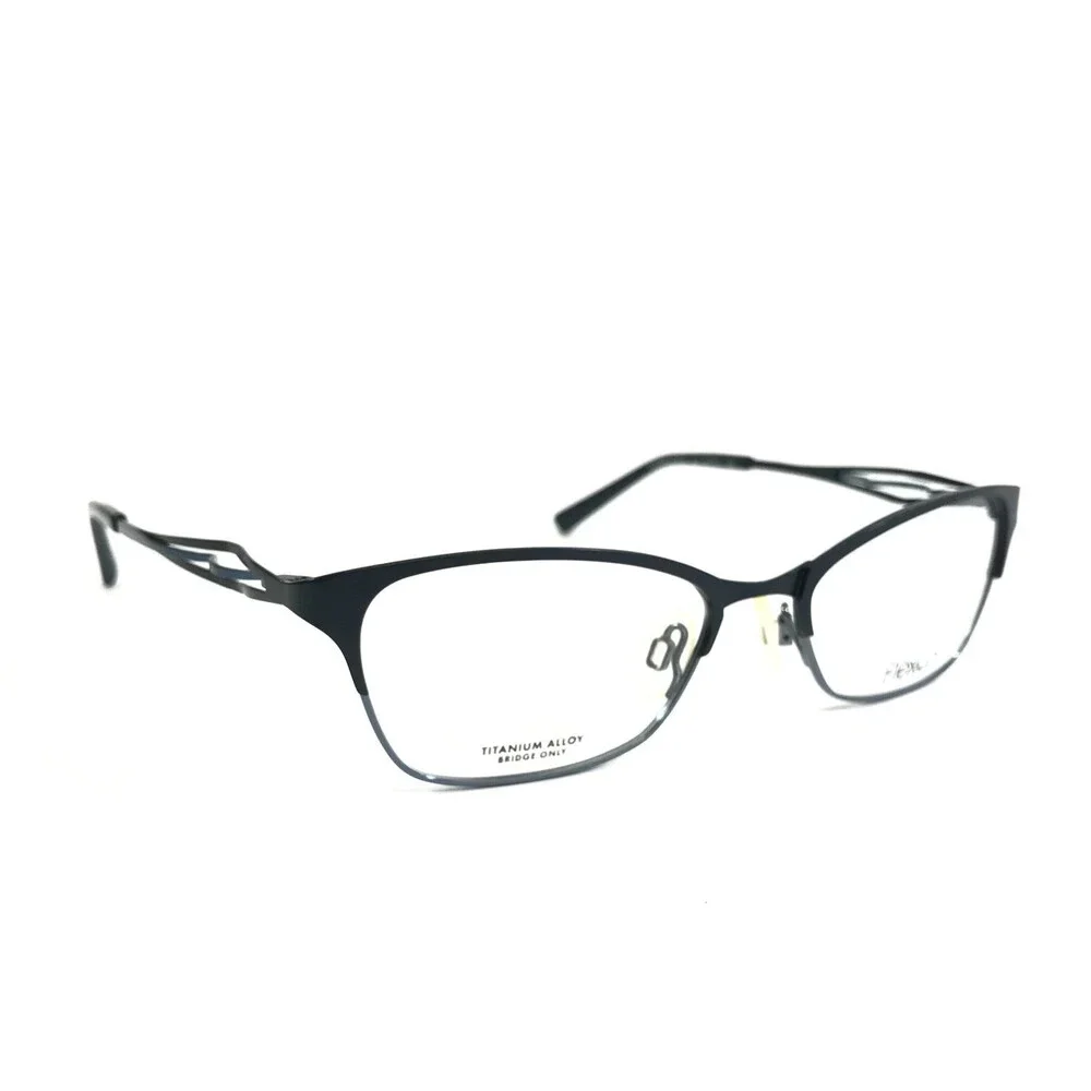 Flexon Eyeglasses Frames LUCILLE 412 Navy Blue Cat Eye Titanium 52-17-140